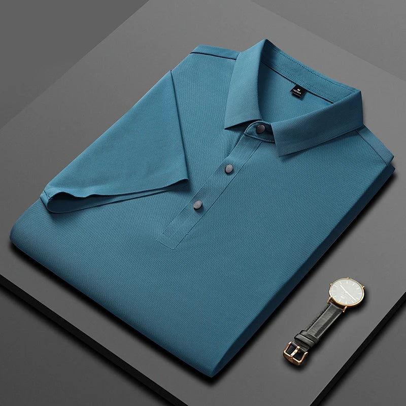 Polo Shirt Men Summer New High Quality Mens Short-Sleeved Polo Shirt Ice Silk Men's Business Casual Polo Shirt Size M-5XL 8888