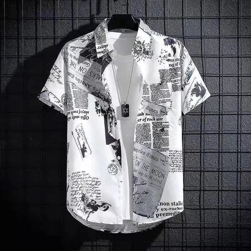 Man Button Blouse Tees Men Shirt Hawaiian Shirt Beach Flower Shirt Short-sleeved Shirt Men Loose Casual Vintage Shirt Men Shirt