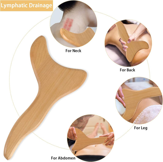 2 Pcs Wooden Gua Sha Tools Lymphatic Drainage Tool, Wood Therapy Massage Tools Manual Gua Sha Tools anti Cellulite Massage Tool for Gua Sha Massage, Maderotherapy, Body Sculpting