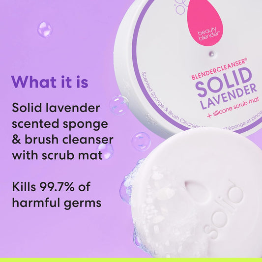 ® | Blendercleanser® Solid Lavender Makeup Sponge & Brush Cleanser + Silicone Scrub Mat, Cleansing Tool & Scented Makeup Sponge Cleaner, Vegan, Cruelty Free, Made in the USA, 1 Oz