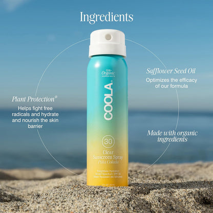 COOLA Organic Sunscreen SPF 30 Sunblock Spray, Dermatologist Tested Skin Care for Daily Protection, Vegan and Gluten Free, Piña Colada