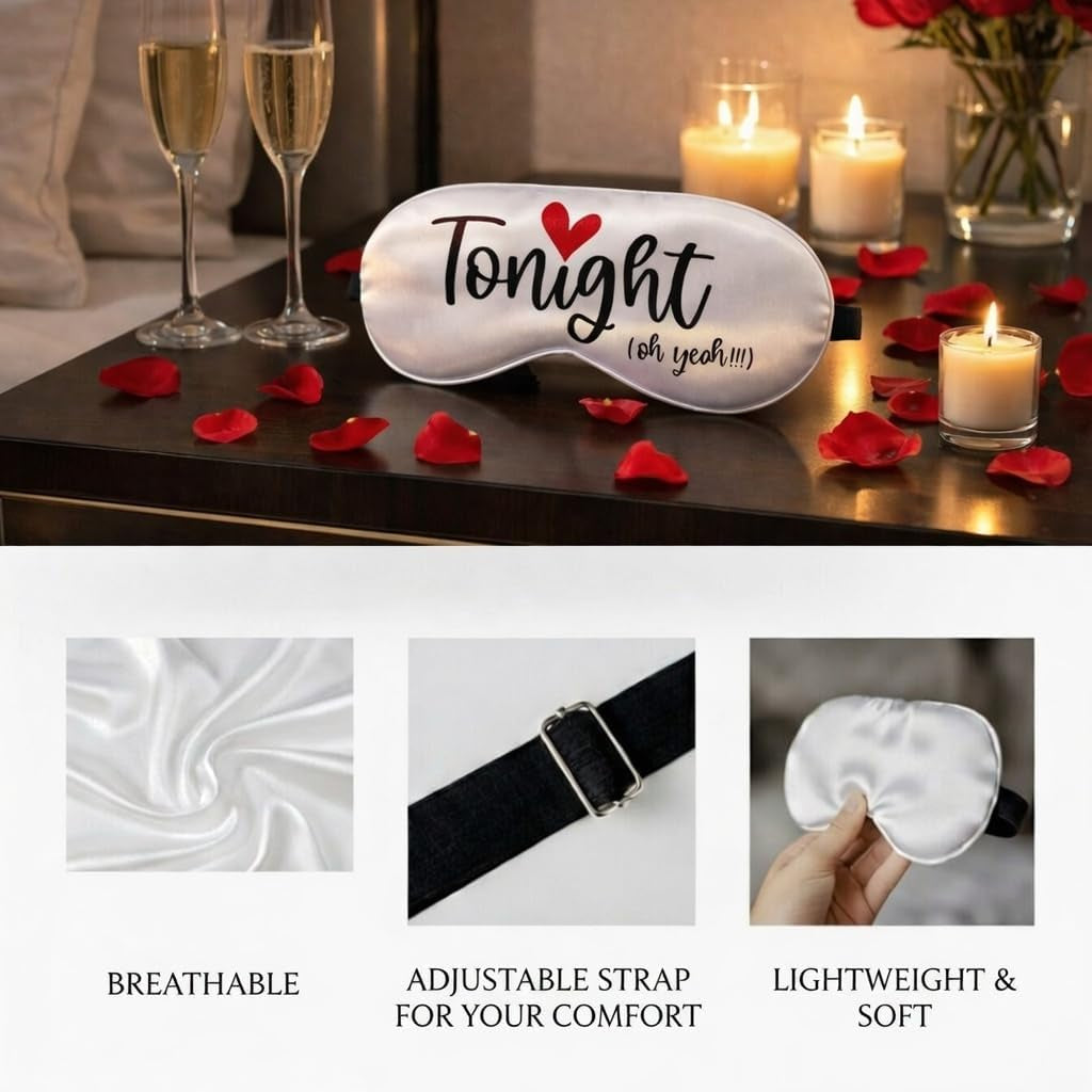 Tonight/Not Tonight Reversible Sleeping Mask. Funny Wedding Gift for New Couple. Engagement, Bridal Shower Party Gift to Bride and Groom. Valentine'S Day Aniversary Romantic Gift to Husband and Wife.