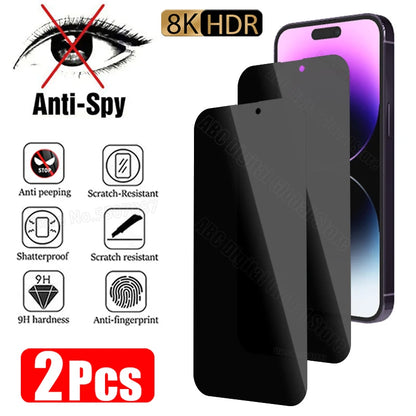 2PCS Privacy Glass for Iphone 17 16 15 14 13 12 Pro Max Anti-Spy Screen Protector for Iphone Air 13 12 Mini XR X/XS 16 15 Plus