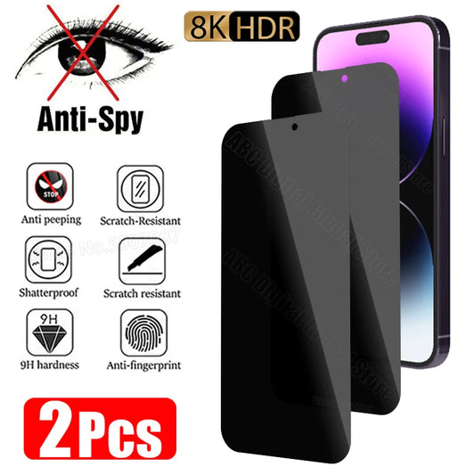 2PCS Privacy Glass for Iphone 17 16 15 14 13 12 Pro Max Anti-Spy Screen Protector for Iphone Air 13 12 Mini XR X/XS 16 15 Plus