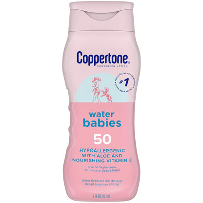 Waterbabies Baby Sunscreen Lotion SPF 50 Hypoallergenic, 8 Fl Oz