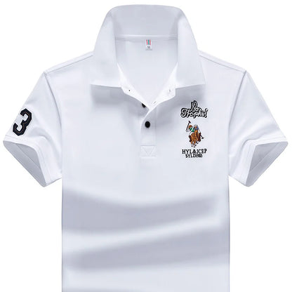 Polo Shirt men Summer New synthetic style fiber Mens Short Sleeve Polo Shirt youth Embroidered Business Casual Polo Shirt 1733