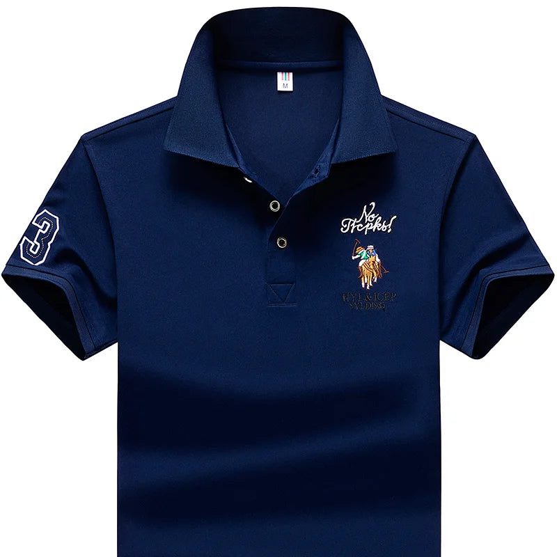 Polo Shirt men Summer New synthetic style fiber Mens Short Sleeve Polo Shirt youth Embroidered Business Casual Polo Shirt 1733