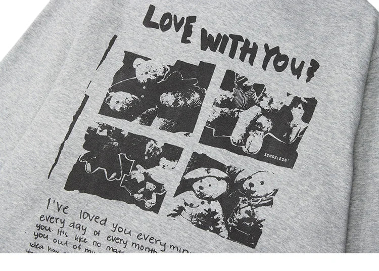 Hip Hop Hoodie Streetwear Sweatshirt 2025 Men Bear Letter Print Harajuku Hoodie Autumn Cotton Fleece Hooded Pullover Sweat Shirt