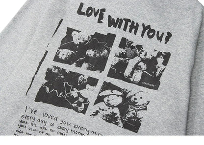 Hip Hop Hoodie Streetwear Sweatshirt 2025 Men Bear Letter Print Harajuku Hoodie Autumn Cotton Fleece Hooded Pullover Sweat Shirt