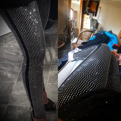 European 2024 Spring Woman Pants New Hot Rhinestone Trousers Fashion Pants Women Harajuku Slim Sweatpants Women Mujer Pantalones