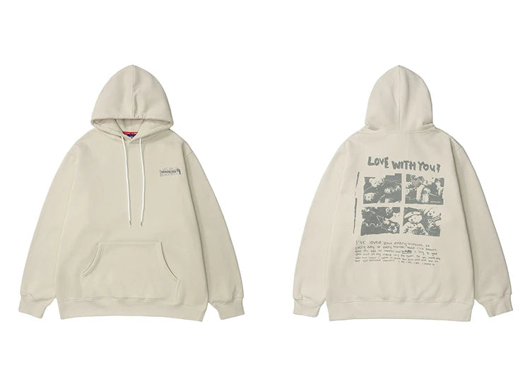 Hip Hop Hoodie Streetwear Sweatshirt 2025 Men Bear Letter Print Harajuku Hoodie Autumn Cotton Fleece Hooded Pullover Sweat Shirt