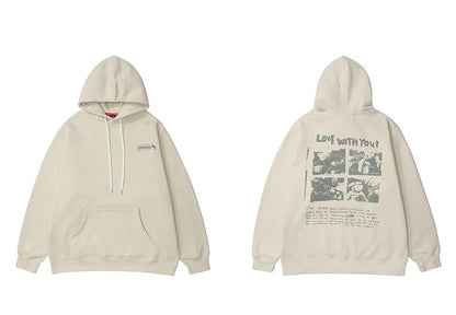 Hip Hop Hoodie Streetwear Sweatshirt 2025 Men Bear Letter Print Harajuku Hoodie Autumn Cotton Fleece Hooded Pullover Sweat Shirt