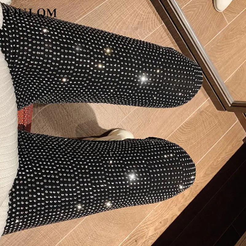 European 2024 Spring Woman Pants New Hot Rhinestone Trousers Fashion Pants Women Harajuku Slim Sweatpants Women Mujer Pantalones