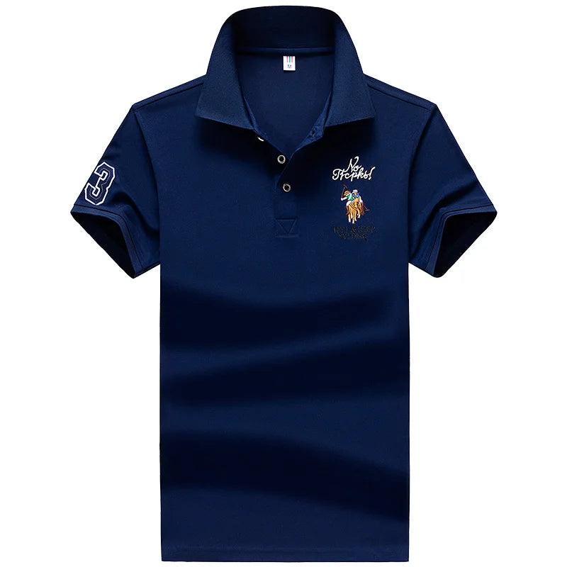 Polo Shirt men Summer New synthetic style fiber Mens Short Sleeve Polo Shirt youth Embroidered Business Casual Polo Shirt 1733