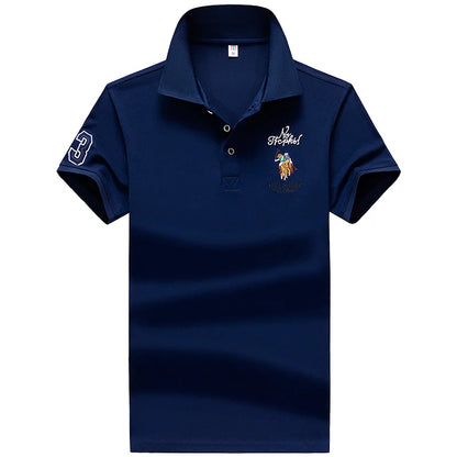 Polo Shirt men Summer New synthetic style fiber Mens Short Sleeve Polo Shirt youth Embroidered Business Casual Polo Shirt 1733