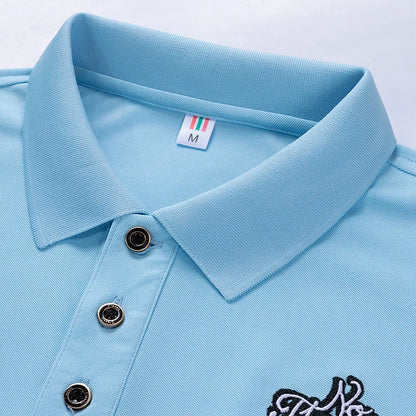 Polo Shirt men Summer New synthetic style fiber Mens Short Sleeve Polo Shirt youth Embroidered Business Casual Polo Shirt 1733