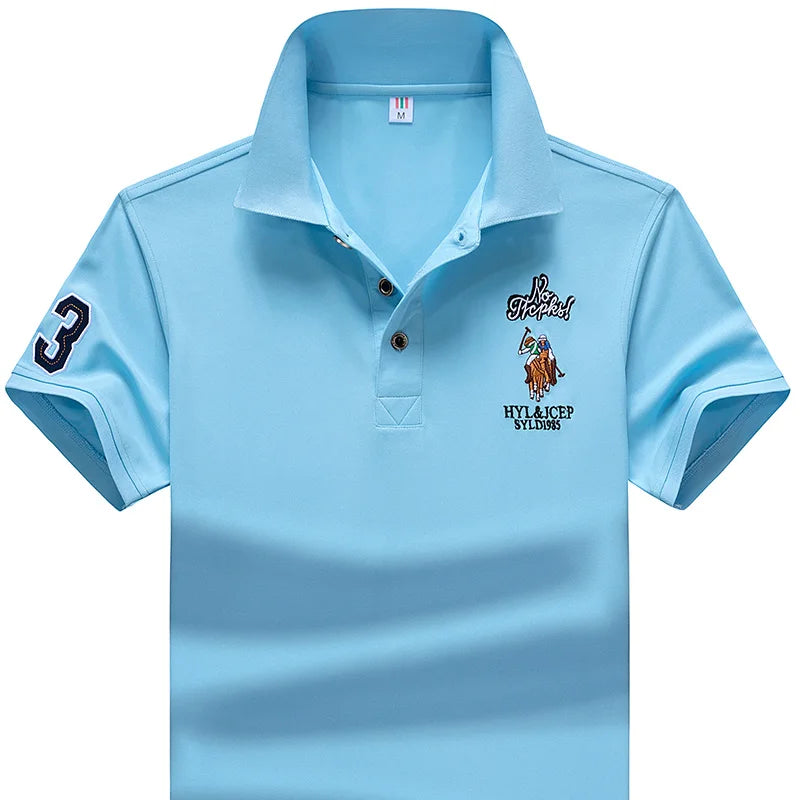 Polo Shirt men Summer New synthetic style fiber Mens Short Sleeve Polo Shirt youth Embroidered Business Casual Polo Shirt 1733