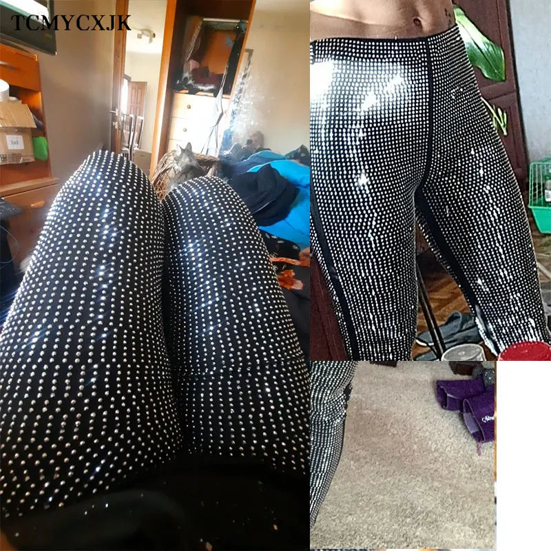 European 2024 Spring Woman Pants New Hot Rhinestone Trousers Fashion Pants Women Harajuku Slim Sweatpants Women Mujer Pantalones