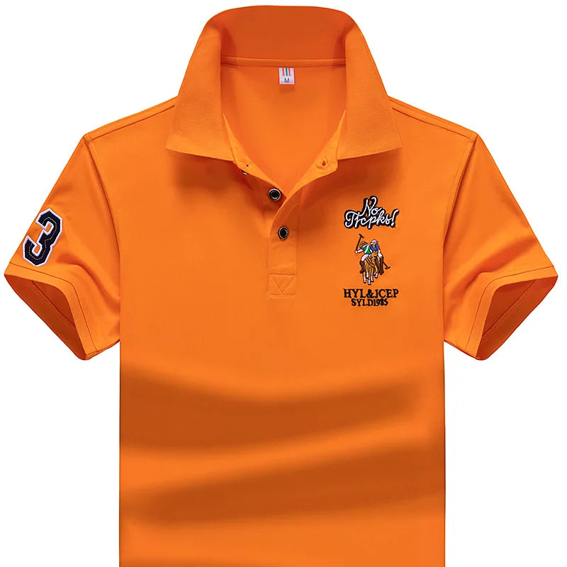 Polo Shirt men Summer New synthetic style fiber Mens Short Sleeve Polo Shirt youth Embroidered Business Casual Polo Shirt 1733