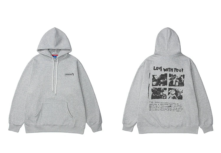 Hip Hop Hoodie Streetwear Sweatshirt 2025 Men Bear Letter Print Harajuku Hoodie Autumn Cotton Fleece Hooded Pullover Sweat Shirt