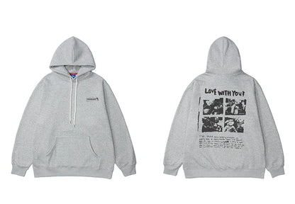 Hip Hop Hoodie Streetwear Sweatshirt 2025 Men Bear Letter Print Harajuku Hoodie Autumn Cotton Fleece Hooded Pullover Sweat Shirt