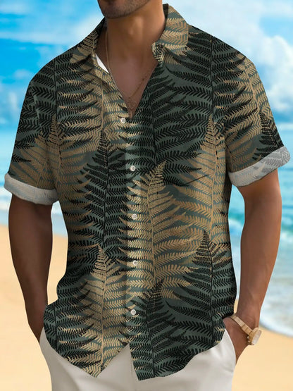 Men's Shirt Short Sleeve Hawaiian Blue Palm Tree Print Button Shirt Summer Beach Shirt Camping Shirt Men's Short Sleeve Shirt