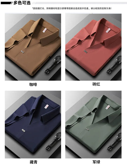 Polo Shirt Men M-6XL 7XL 8XL Summer New High Quality Mens Short-Sleeved Polo Shirt Ice Silk Men's Business Casual Polo Shirt 561