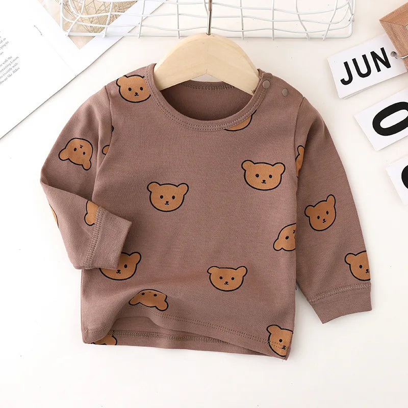 0-3Y Baby Pajama Suit Toddler Boys Sleep Wear Infant Girls Pyjama Cartoon Print Night Wear