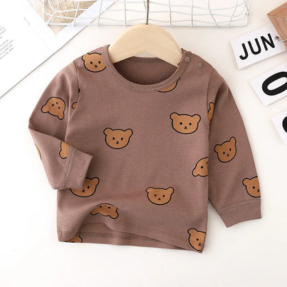 0-3Y Baby Pajama Suit Toddler Boys Sleep Wear Infant Girls Pyjama Cartoon Print Night Wear