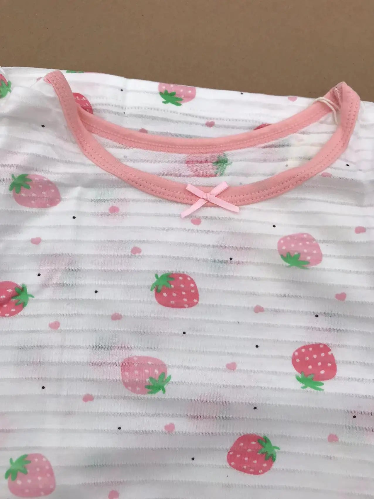 Girl Strawberry Prints Nightgown Dress Cotton Soft Breathable Kids Sleep Wear Quality Home Wear Size 110-170