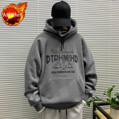 Men's Hooded Sweatshirt New In Korean Style Harajuku Fashion Sweat Shirt Loose Male Hoodie Winter Aesthetic Warm Tops Streetwear