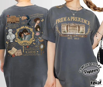 Pride and Prejudice Quotes Shirt Romance Novels Gift Shirt Pemberley Shirt Bookworm Gift Book Lover Shirt Jane Austen Shirt