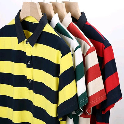 polo shirt men summer new high quality cotton men's Short sleeve polo shirt splicing stripes Mens Business casual polo shirt T01