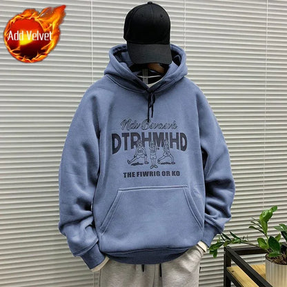 Men's Hooded Sweatshirt New In Korean Style Harajuku Fashion Sweat Shirt Loose Male Hoodie Winter Aesthetic Warm Tops Streetwear