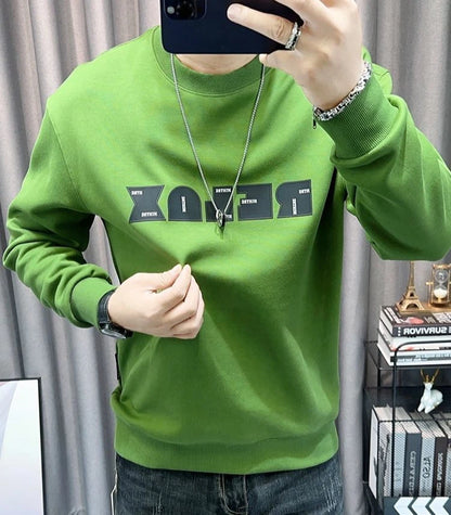 Man Pullover Green Graphic Cotton Printing Sweatshirts for Men New in Welcome Deal Streetwear Sweat Shirt Korean Style S Overfit