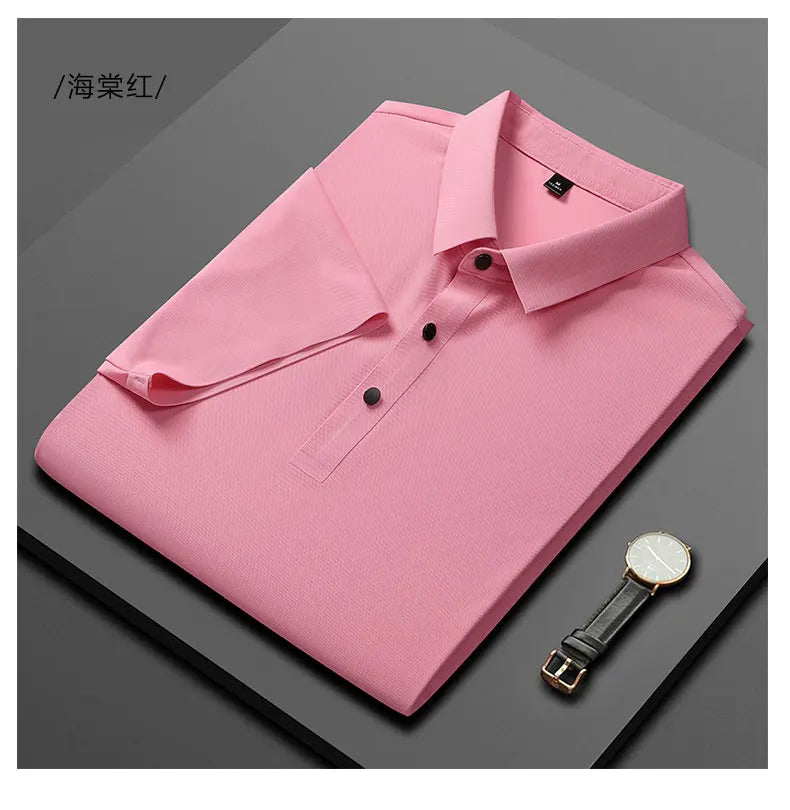 Polo Shirt Men Summer New High Quality Mens Short-Sleeved Polo Shirt Ice Silk Men's Business Casual Polo Shirt Size M-5XL 8888