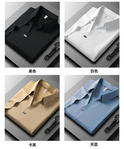 Polo Shirt Men M-6XL 7XL 8XL Summer New High Quality Mens Short-Sleeved Polo Shirt Ice Silk Men's Business Casual Polo Shirt 561
