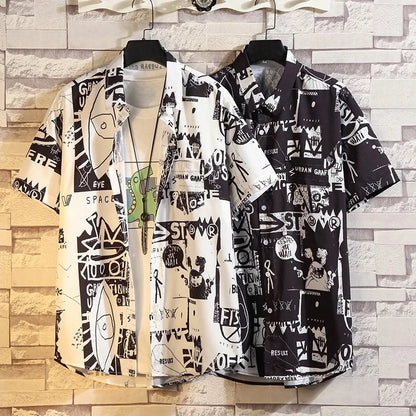 Man Button Blouse Tees Men Shirt Hawaiian Shirt Beach Flower Shirt Short-sleeved Shirt Men Loose Casual Vintage Shirt Men  Shirt