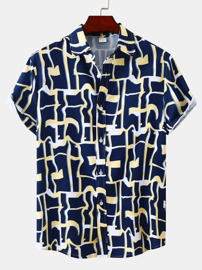 Men's Shirt Short Sleeve Hawaiian Casual Printed Button Shirt Summer Beach Shirt Camping Shirt Short Sleeve Men's Formal Shirt