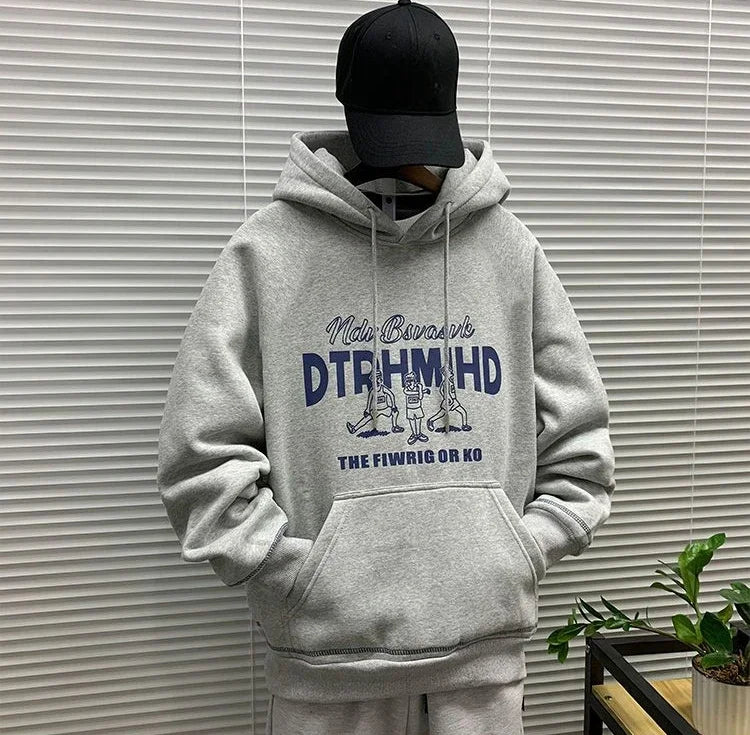 Men's Hooded Sweatshirt New In Korean Style Harajuku Fashion Sweat Shirt Loose Male Hoodie Winter Aesthetic Warm Tops Streetwear