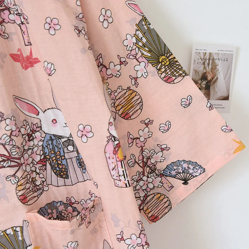 Ladies Cotton Kimono Bathrobe Loose Homewear Pajamas Robes for Women Multi Colors Printed Cardigan Sleep Wear Womens Robe