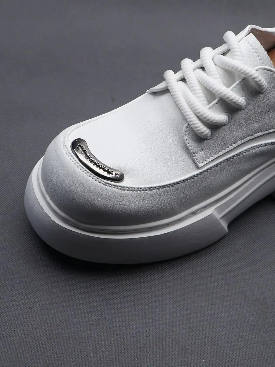 Luxury Silvery Man Shoes Platform Heightening Fashion Leather Shoes for Man Wear-resistant Lightweight Sneakers Shoes Men