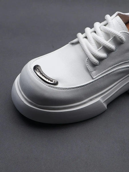 Luxury Silvery Man Shoes Platform Heightening Fashion Leather Shoes for Man Wear-resistant Lightweight Sneakers Shoes Men
