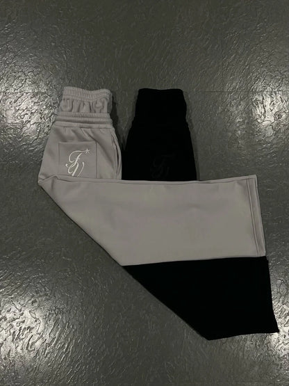 Unisex Fashion Pants Fake Two Piece Pants 2025 Spring Double Waist Pants Loose Drawstring Pants Embroidered Waist Pants
