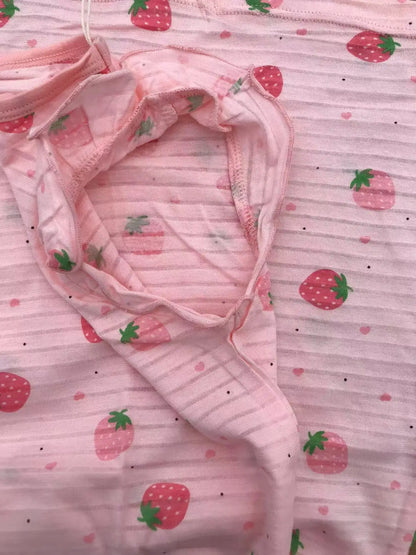 Girl Strawberry Prints Nightgown Dress Cotton Soft Breathable Kids Sleep Wear Quality Home Wear Size 110-170