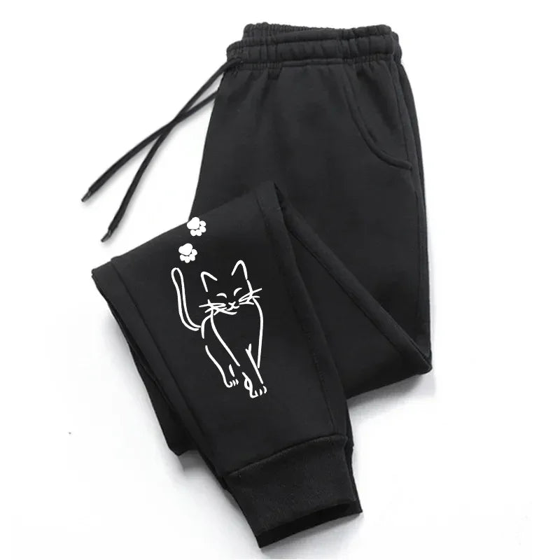 Hot Sales Womens Sweatpants Cat Printing Fashion Street Sports Pants Fitness Jogger Trousers Daily Casual Running Woman Pants