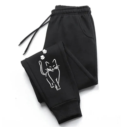 Hot Sales Womens Sweatpants Cat Printing Fashion Street Sports Pants Fitness Jogger Trousers Daily Casual Running Woman Pants