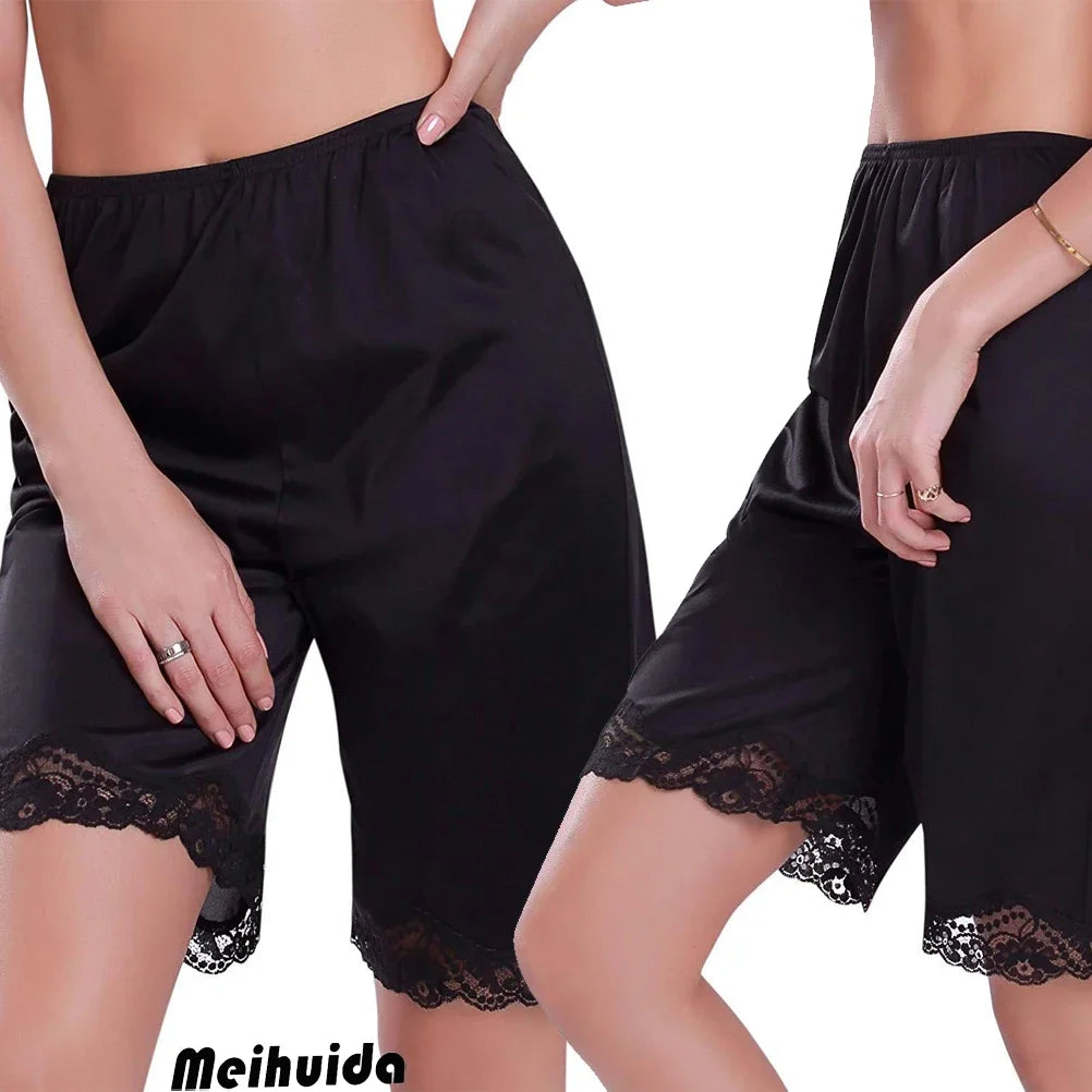 Femme Solid Sleep Wear Summer Womens Comfy Casual Lace Hem Satin shorts Sleepwear Sleep Short