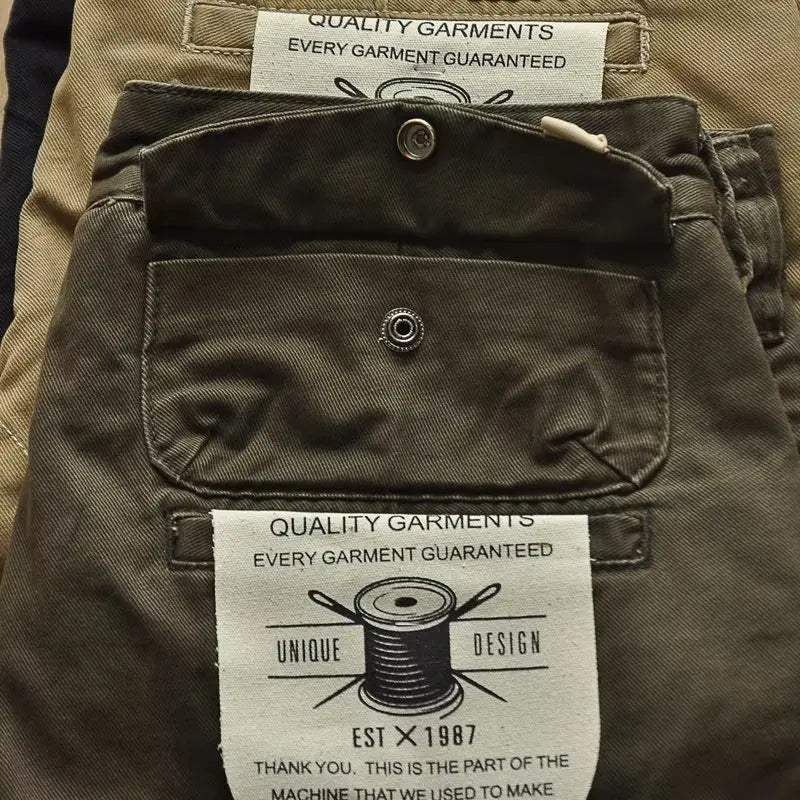 New Mens New Cargo Pants American Retro Heavy-duty Workwear Pants Man Wear-resistant Loose Straight Leg Pants Casual Trousers