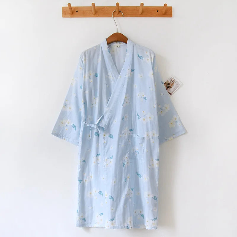 Ladies Cotton Kimono Bathrobe Loose Homewear Pajamas Robes for Women Multi Colors Printed Cardigan Sleep Wear Womens Robe
